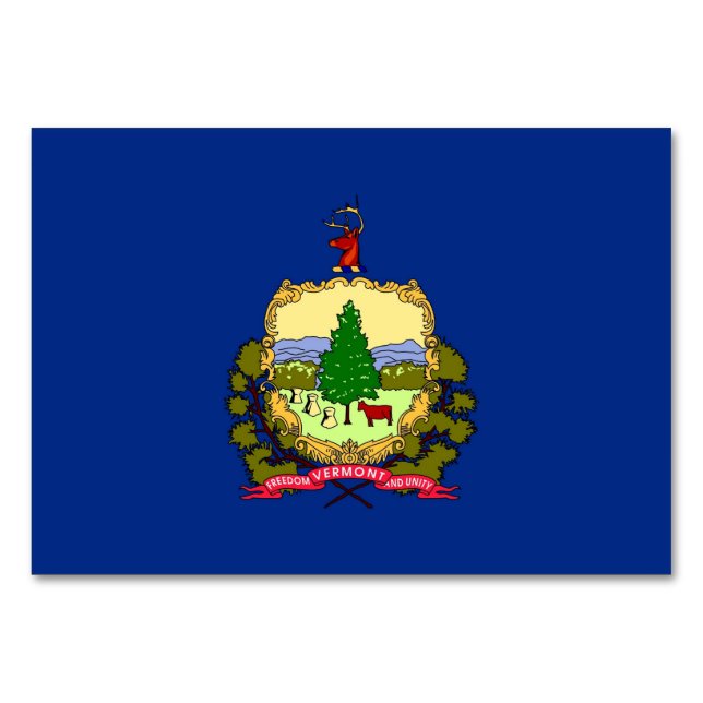 Patriotische Tischkarte mit Flagge von Vermont Tischnummer (Rückseite)