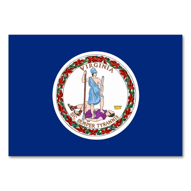 Patriotische Tischkarte mit Flagge von Virginia Tischnummer (Rückseite)