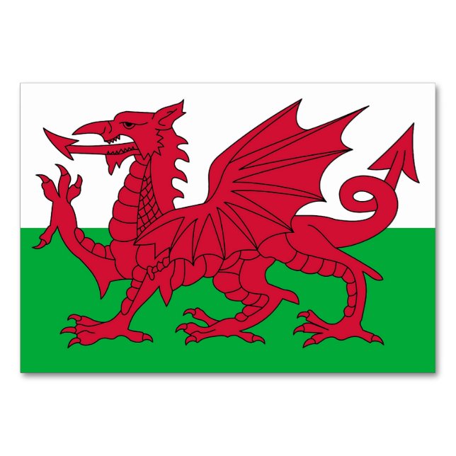 Patriotische Tischkarte mit Flagge von Wales Tischnummer (Rückseite)