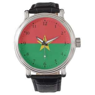 Patriotische Uhr mit Flagge von Burkina Faso