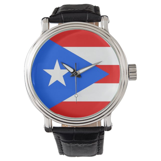 Patriotische Uhr mit Flagge von Puerto Rico (Vorderseite)