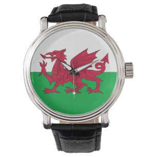 Patriotische Uhr mit Flagge von Wales