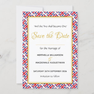 Patriotische UNION JACK Christlich Hochzeit Save The Date