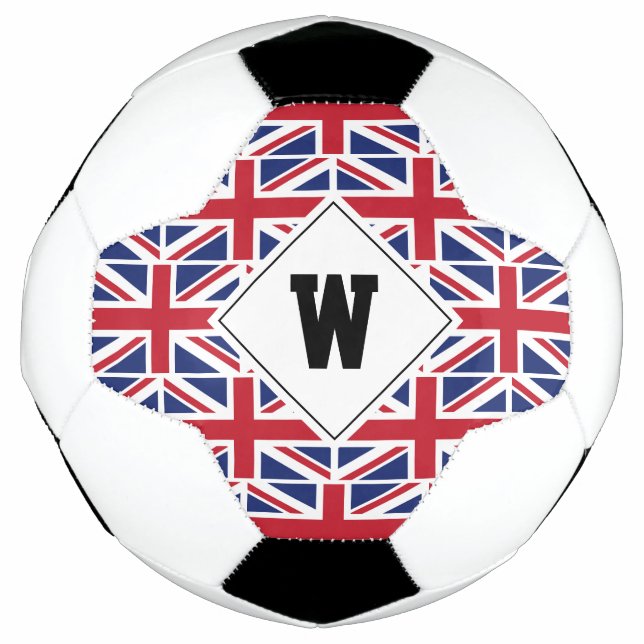 Patriotische UNION JACK UK GB Monogram Soccer Ball (Vorderseite)