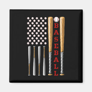 Patriotische US-amerikanische Baseballflagge - Vin Magnet