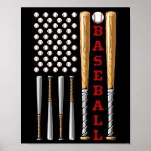 Patriotische US-amerikanische Baseballflagge - Vin Poster