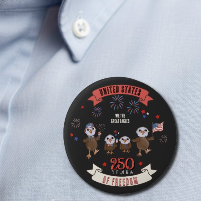 Patriotische US-Familie 250 Jahre Freiheitsadler Button (Patriotic US 250 Years of Liberty Eagle Family Button)
