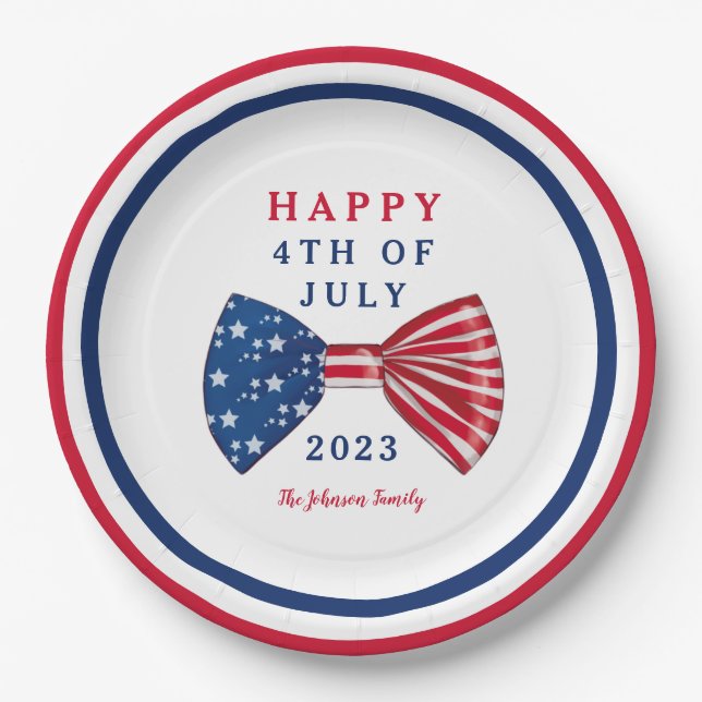 Patriotische US Flagge am 4. Juli Pappteller (Vorderseite)