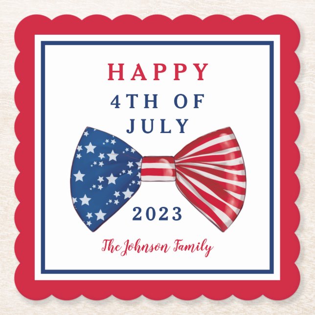 Patriotische US Flagge am 4. Juli Untersetzer (Vorderseite)