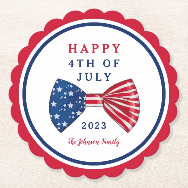 Patriotische US Flagge am 4. Juli Untersetzer (Vorderseite)