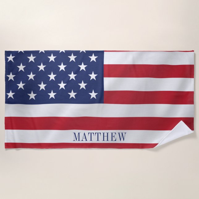 Patriotische US Flagge Blue White USA Flag Strandtuch (Vorderseite)