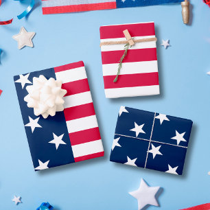 Patriotische US Flagge der USA Geschenkpapier Set