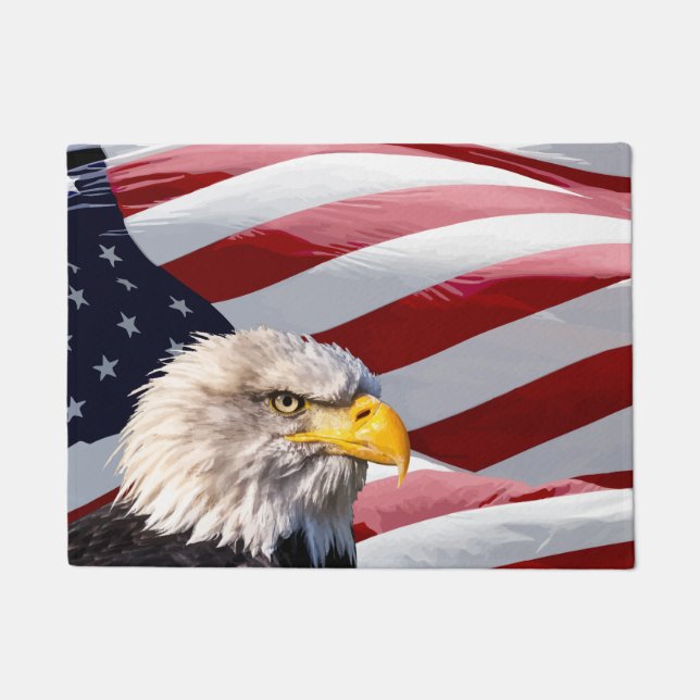 Patriotische US Flagge des American Eagle Fußmatte (Vorderseite)