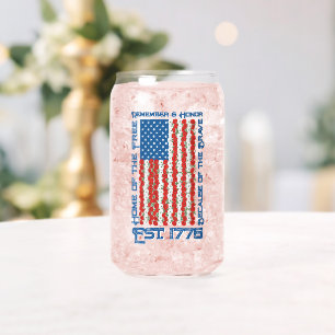 Patriotische US-Flagge Erinnern Ehre Est 1776 Mohn Dosenglas