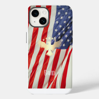 Patriotische US-Flagge Gold-Adler-Individuelle Nam iPhone 14 Hülle