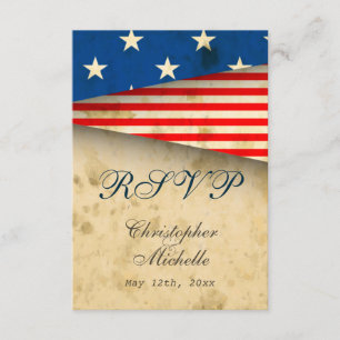 Patriotische US-Flagge im Vintage-Stil Hochzeits-R RSVP Karte