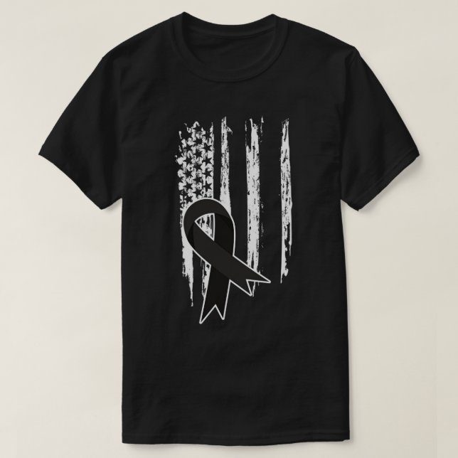 Patriotische US-Flagge Melanoma Skin Cancer Warrio T-Shirt (Design vorne)