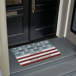 Patriotische US Flagge Rustikales Holz Fußmatte