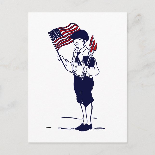 Patriotische US-Flagge und Feuerwerkskörper Postkarte (Vorderseite)