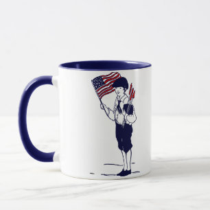 Patriotische US-Flagge und Feuerwerkskörper Tasse