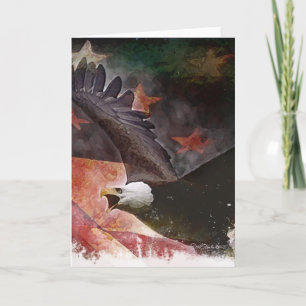 Patriotische US-Flagge und Weißkopfseeadler-Grußka Dankeskarte