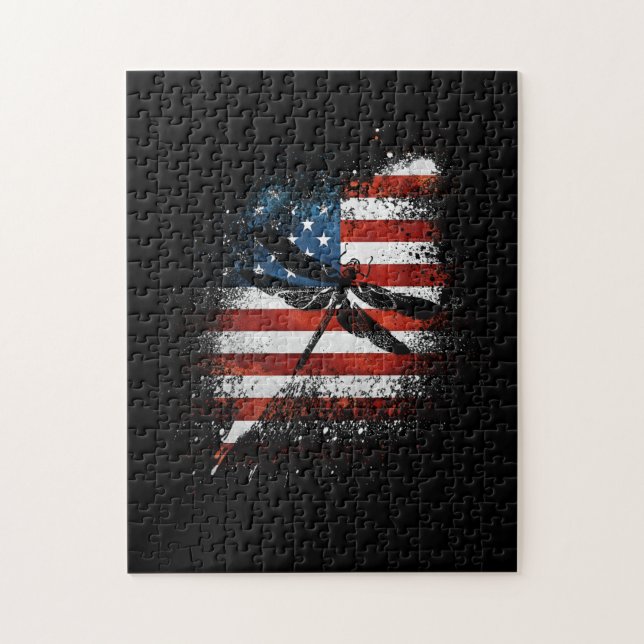 Patriotische US-Flagge zum Tag der Unabhängigkeit  Puzzle (Vertikal)