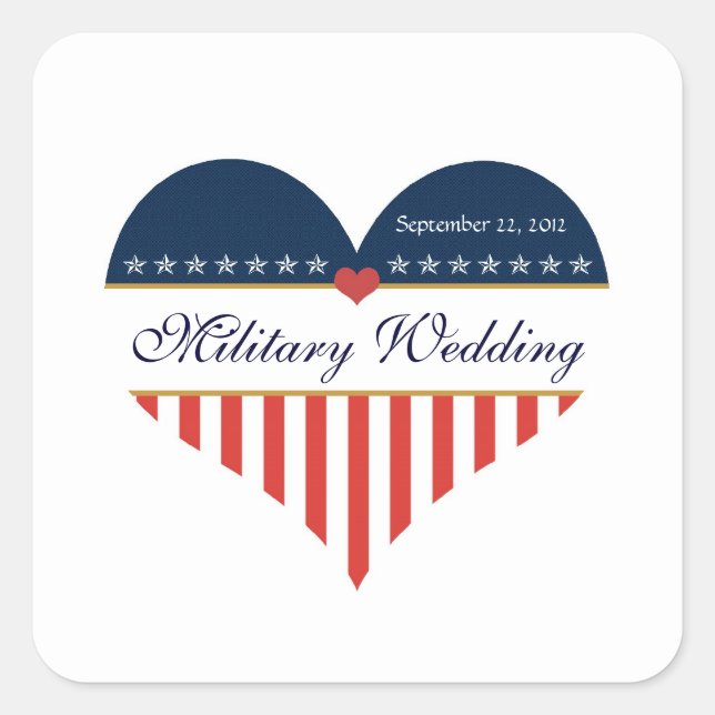 Patriotische US-Heftfahne Military Wedding Sticker (Vorderseite)