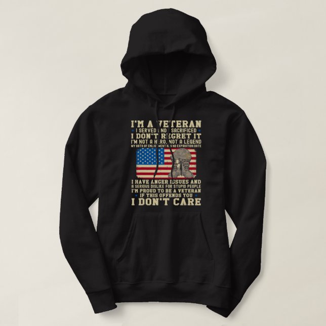 Patriotische US-Soldatin im Veteran Hoodie (Design vorne)