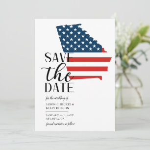 Patriotische US-Staat Georgien Hochzeit in Urlaubs Save The Date