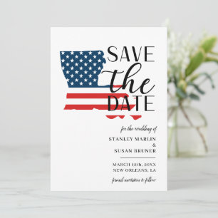 Patriotische US-Staat Louisiana Hochzeit in Urlaub Save The Date