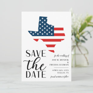 Patriotische US-Staat Texas Ziel Hochzeit Save The Date