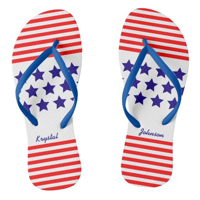 Patriotische US-US Flagge mit Name Flip Flops (Fußbett)