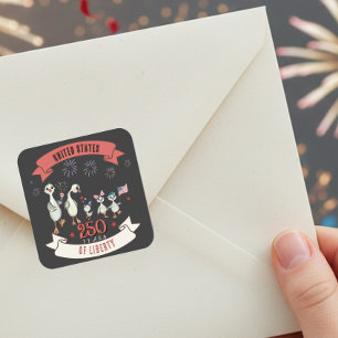 Patriotische USA 250 Jahre Freiheit Dumme Gänse Quadratischer Aufkleber