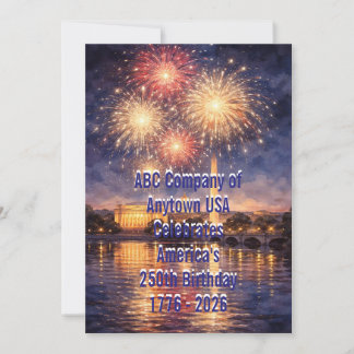 Patriotische USA 250-Jahres-Jubiläums-Feuerwerkska Feiertagskarte