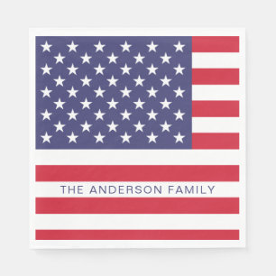 Patriotische USA-Amerikanische Flagge Personalisie Serviette