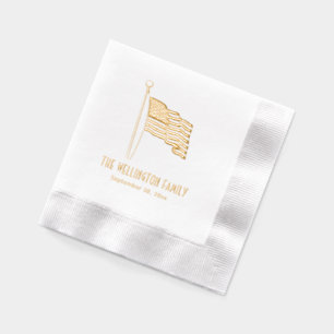 Patriotische USA-Amerikanische Flagge Winkend Name Servietten Mit Folie