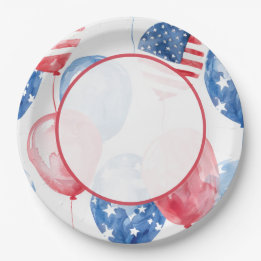 Patriotische USA-Ballons Pappteller