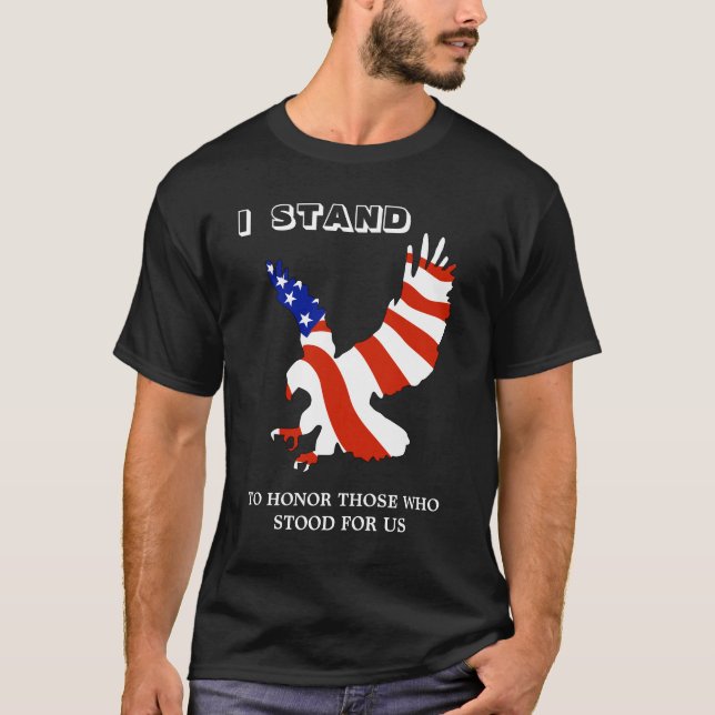 Patriotische USA Eagle, das ich stehe T-Shirt (Vorderseite)