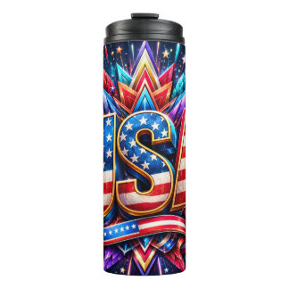 Patriotische USA Explosive Feuerwerke 4. Juli Thermosbecher