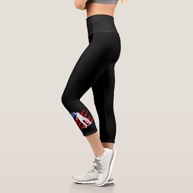 Patriotische USA-Flagge Frauen-Skateboarding Capri Leggings (Links)