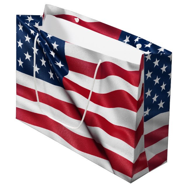 Patriotische USA-Flagge Große Geschenktüte (Vorderseite Schrägansicht)
