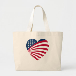 Patriotische USA-Flagge Herz  Jumbo Stoffbeutel