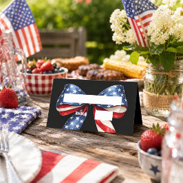 Patriotische USA-Flagge Schleife Coquette rot blau Platzkarte