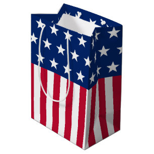 Patriotische USA-Flagge Sterne und Streifen Rot We Mittlere Geschenktüte