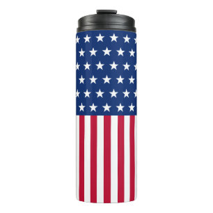 Patriotische USA-Flagge Sterne und Streifen Rot We Thermosbecher