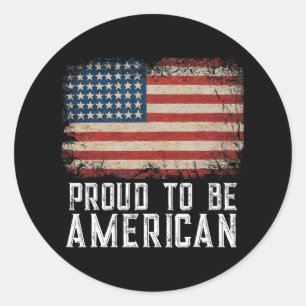 Patriotische USA-Flagge Stolz, amerikanischer Bürg Runder Aufkleber