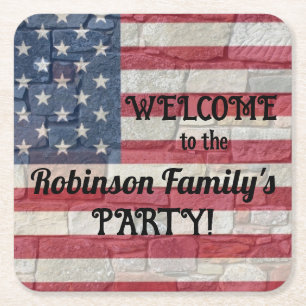 Patriotische USA-Flagge - Text zur Stone-Wall-Kall Rechteckiger Pappuntersetzer
