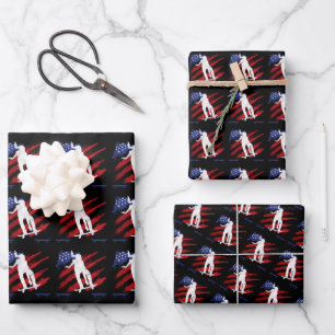 Patriotische USA Frauen-Skateboarding Geschenkpapier Set
