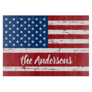 Patriotische USA Personalisierter Name Amerikanisc Schneidebrett