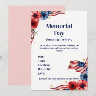 Patriotische USA-Rot-Weiß-Blau-Einladung Einladung